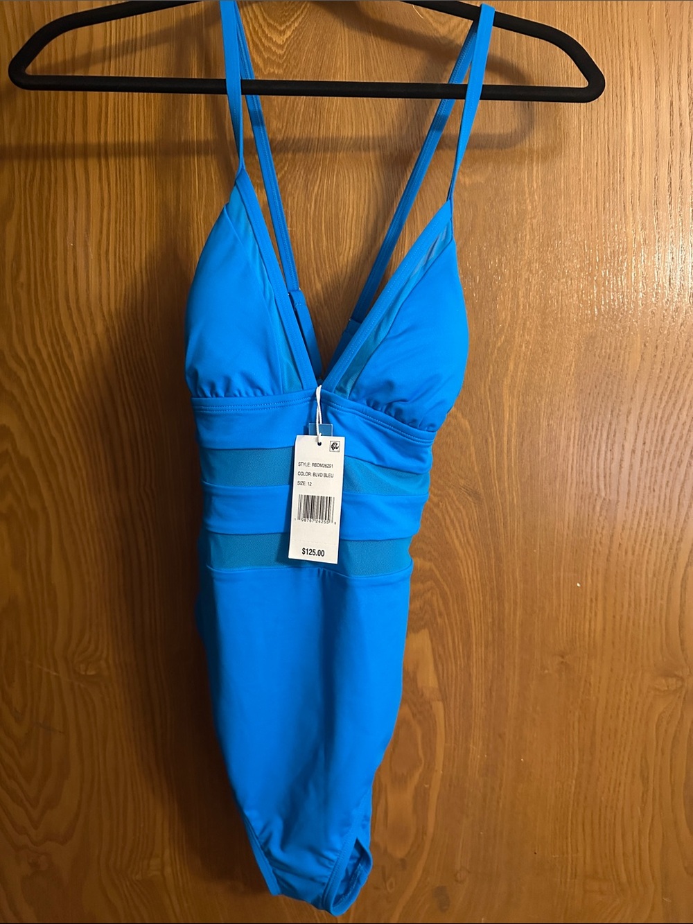 Blue Rod Beattie Bright Blue One-Piece Swimsuit with Mesh Details Size 12